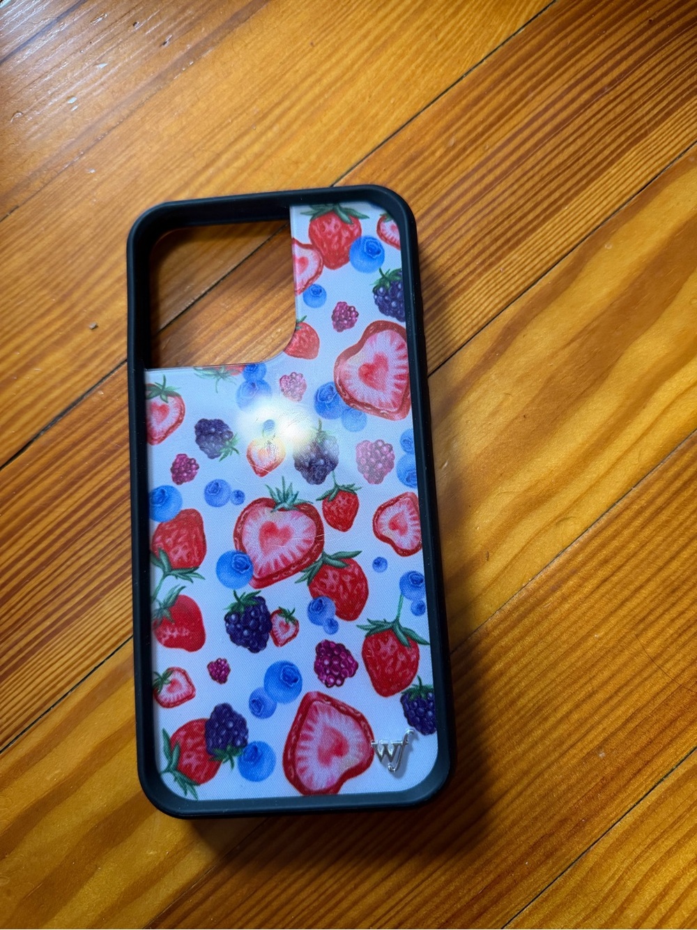Wildflowers Pink & Red Berry Fruit Phone Case with Black Border